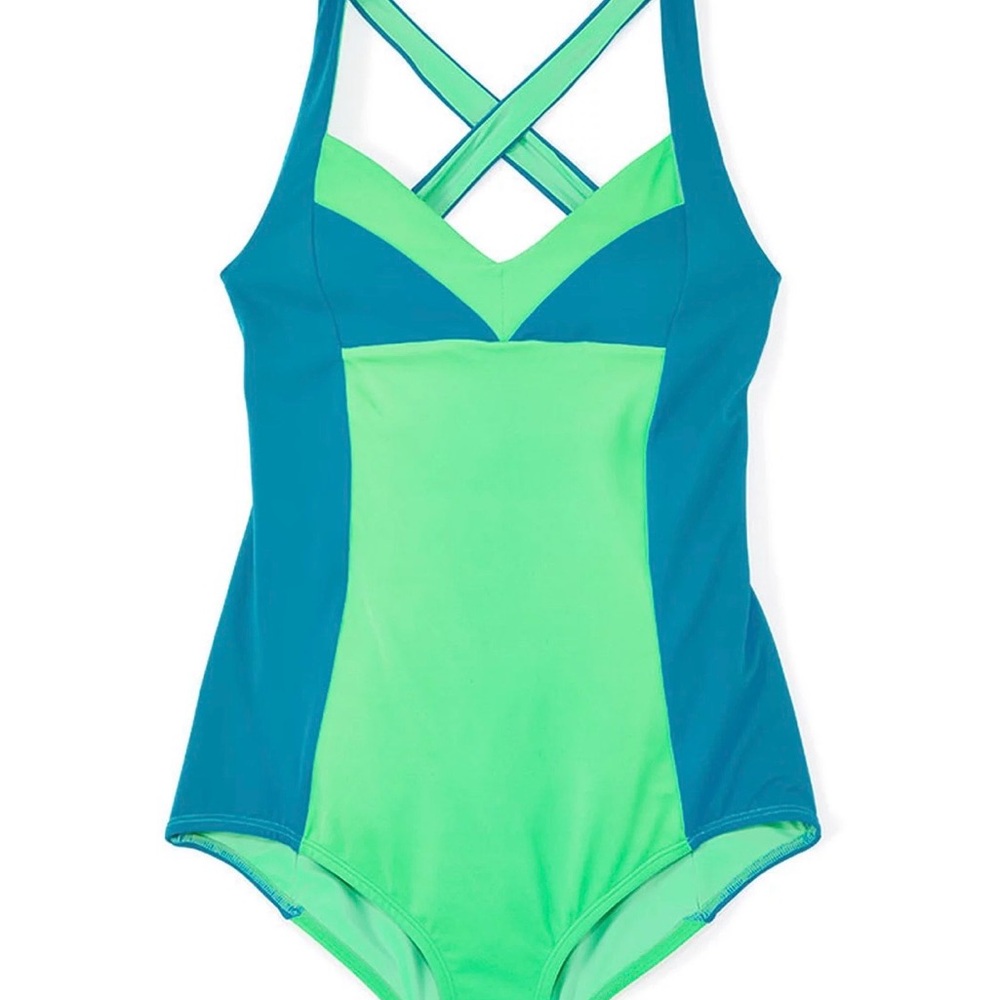 Adore Me size medium Blue and Green One Piece Swimsuit